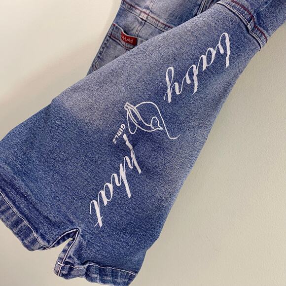 Y2K 90's Vtg Baby Phat Girls Denim Full Zip Short Sleeve Dress Size 6A - Picture 6 of 8